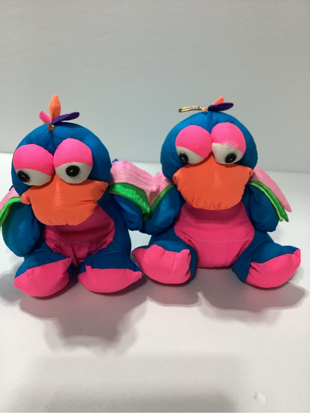 ACE Novelty Co Vintage Plush Birds Neon Swishy Nylon Fabric 2